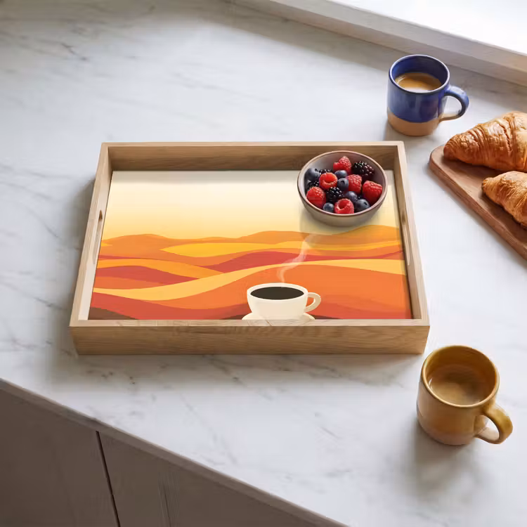 Tablett - Kaffee - Landschaft - Orange - Kaffeebohnen — 3