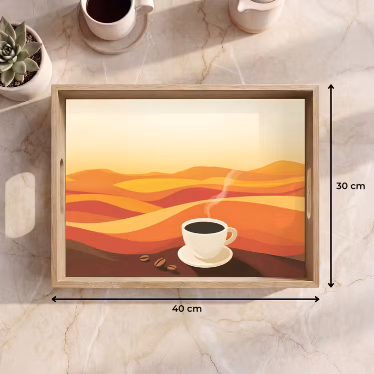 Tablett - Kaffee - Landschaft - Orange - Kaffeebohnen — 7