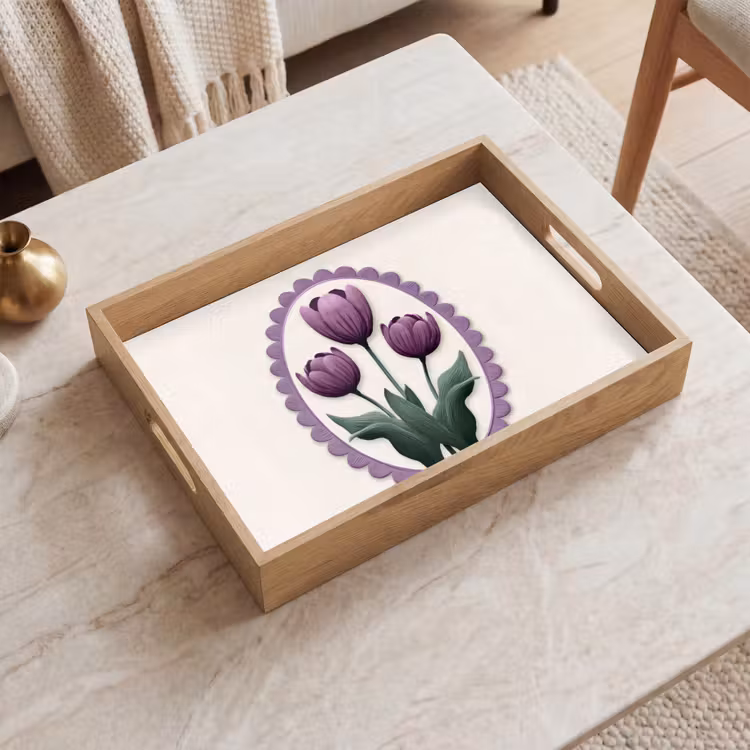 Tablett - Tulpen - Lila - Liste - Blätter — 2