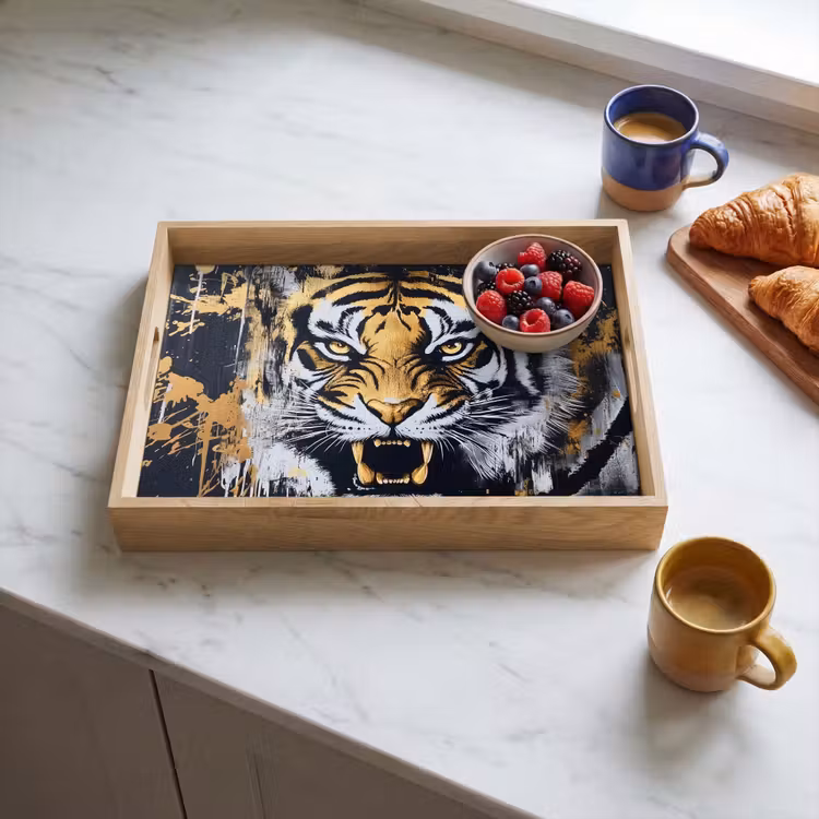 Tablett - Tiger - Farbspritzer - Gold — 3