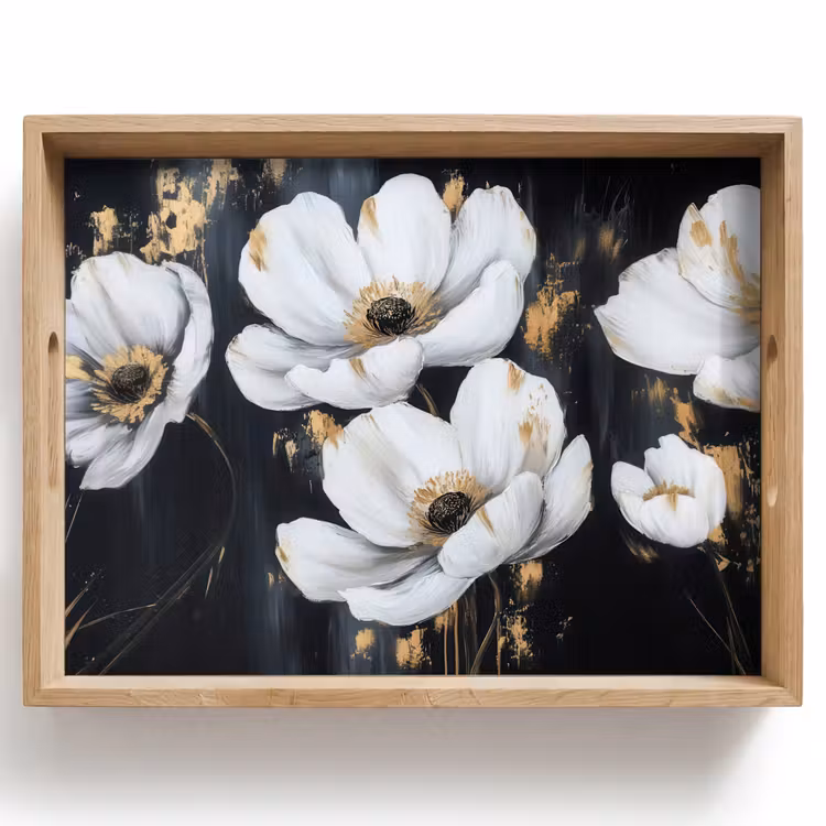 Tablett - Blumen - Weiß - Abstrakt — 1