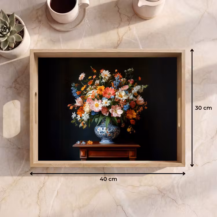 Tablett - Blumenstrauß - Rosa - Vase — 7