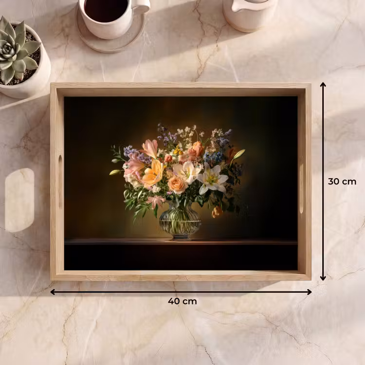 Tablett - Gläser - Blumen - Blumenstrauß - Farben — 7