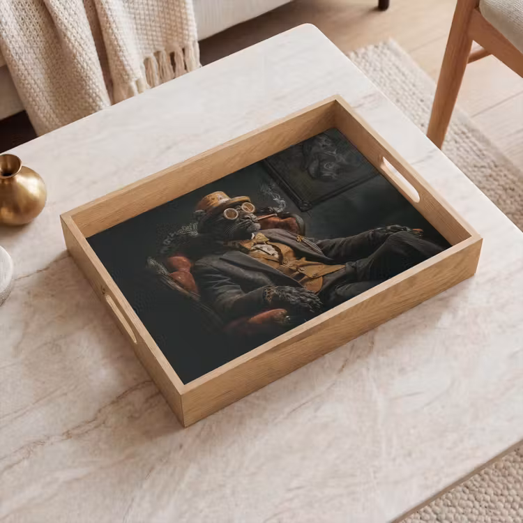 Tablett - Katze - Anzug - Orange - Zigarre — 2