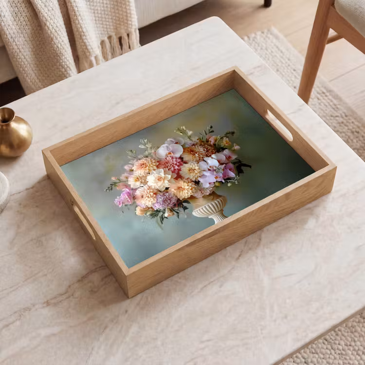 Tablett - Orchidee - Strauß - Vase - Blumen — 2