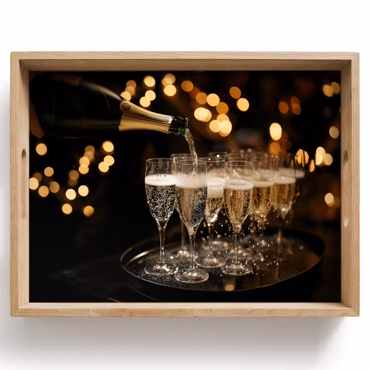 Tablett - Lichter - Champagner - Tablett - Gläser — 1