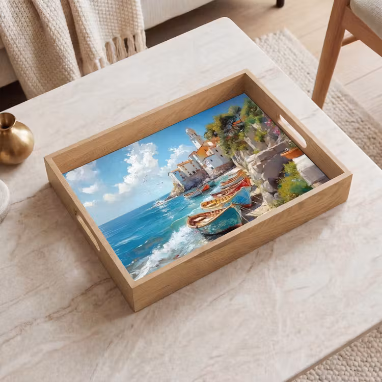 Tablett - Boote - Felsen - Meer - Sonne — 2