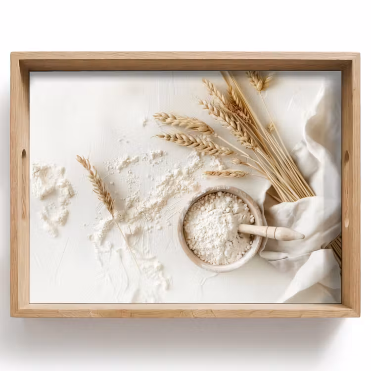 Tablett - Blume - Holz - Weizen — 1