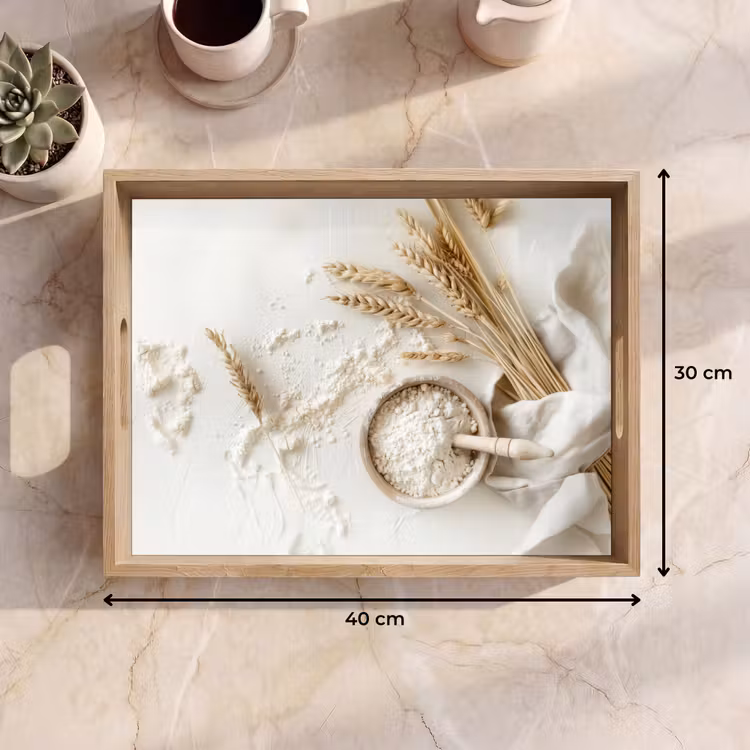 Tablett - Blume - Holz - Weizen — 7
