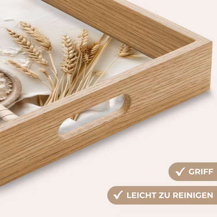 Tablett - Blume - Holz - Weizen — 8