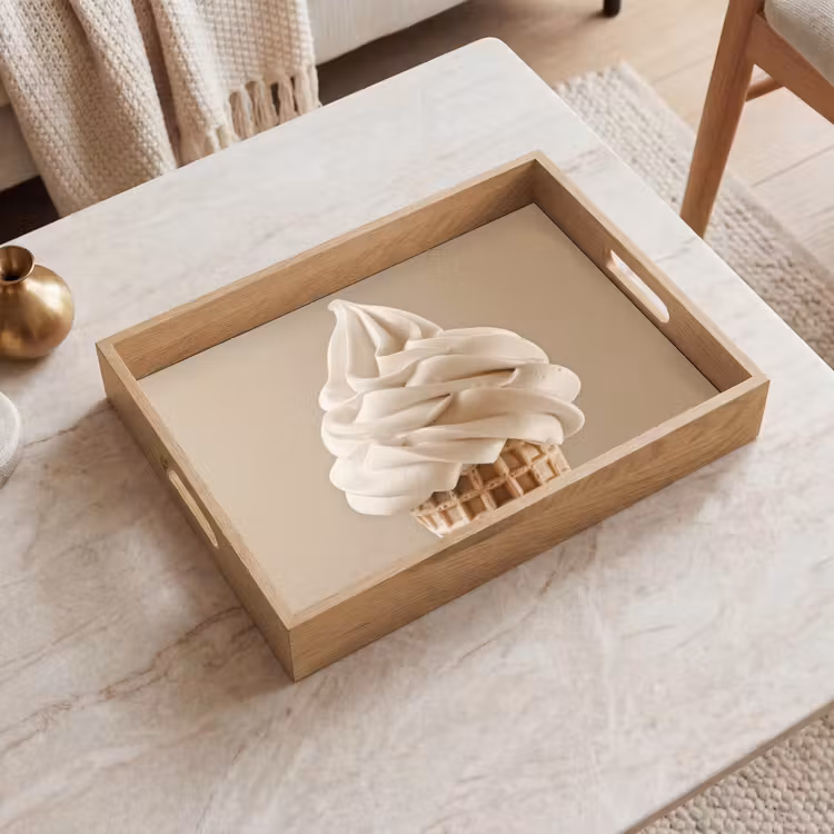 Tablett - Eiscreme - Softeis - Cremig - Horn - Beige — 2