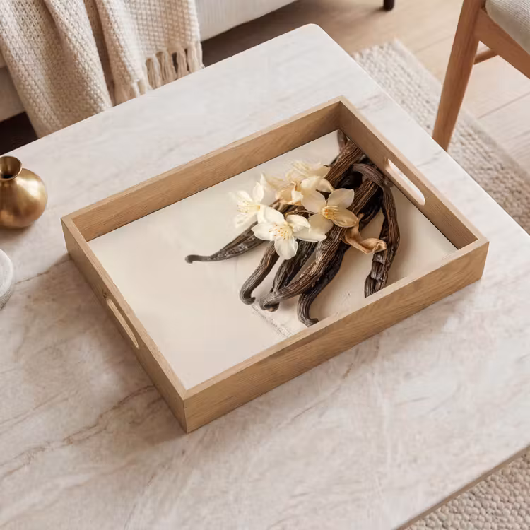 Tablett - Vanille - Geblümt - Beige — 2