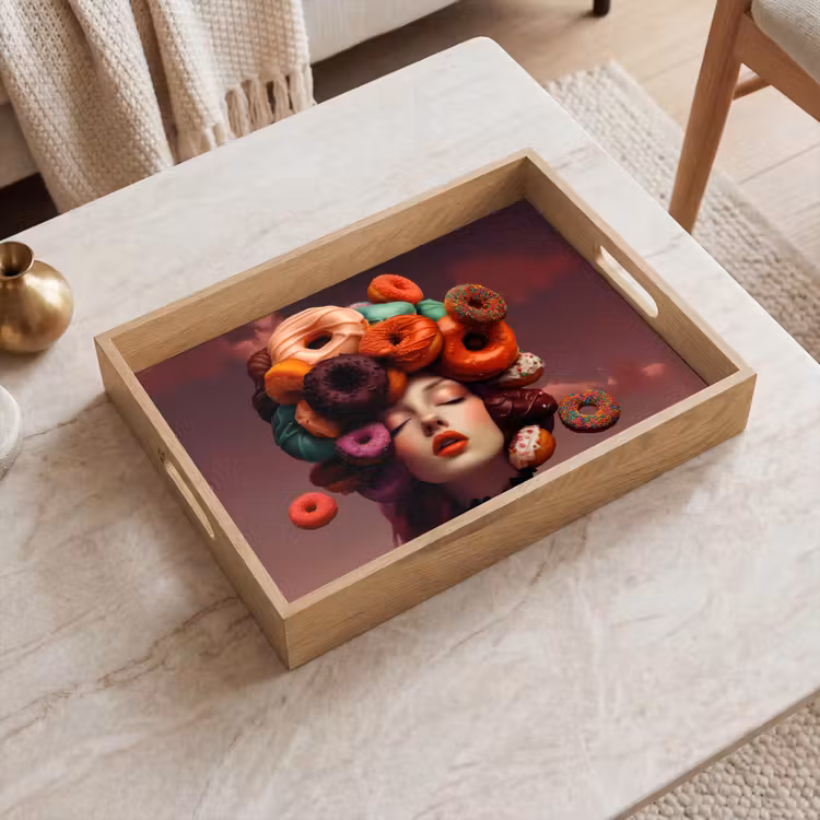 Tablett - Frau - Donuts - Bunt — 2