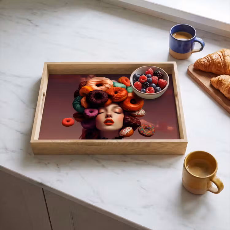 Tablett - Frau - Donuts - Bunt — 3