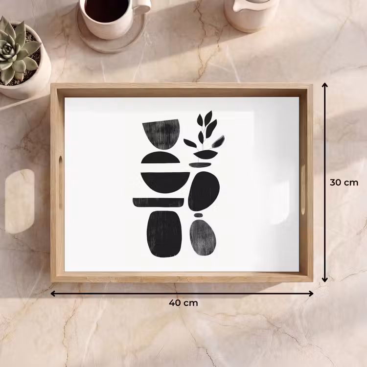 Tablett - Japandi - Schwarz - Abstrakt — 7