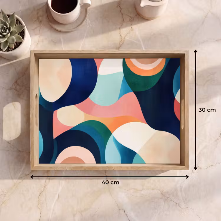 Tablett - Abstrakt - Blau - Rosa — 7