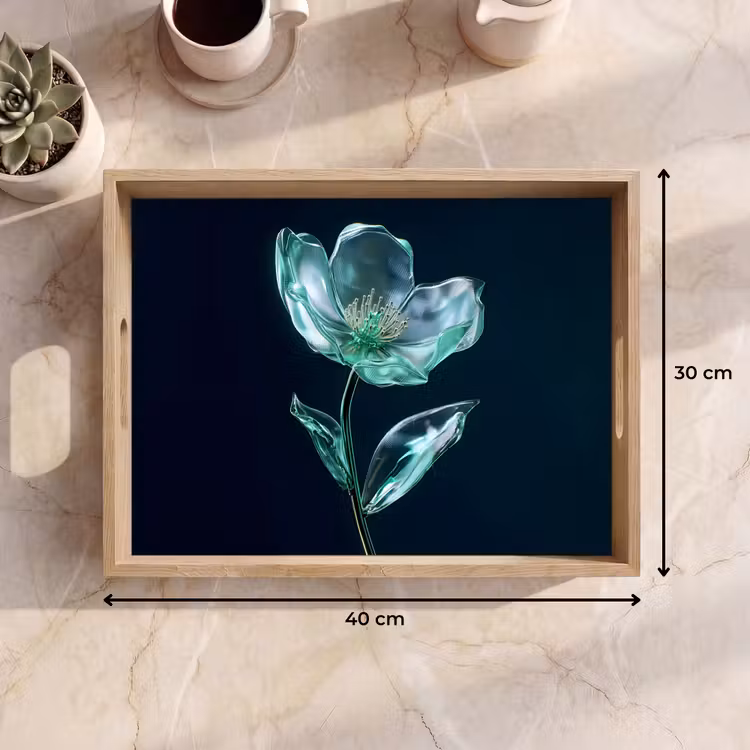 Tablett - Blätter - Blume - Gläser - Dunkelblau — 7