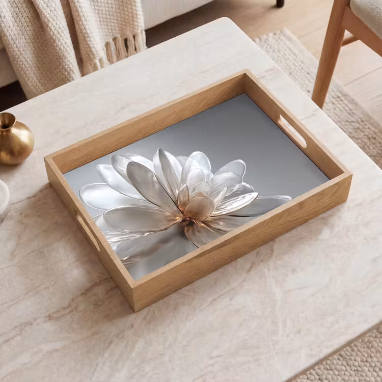 Tablett - Blume - Weiß - Neutral — 2