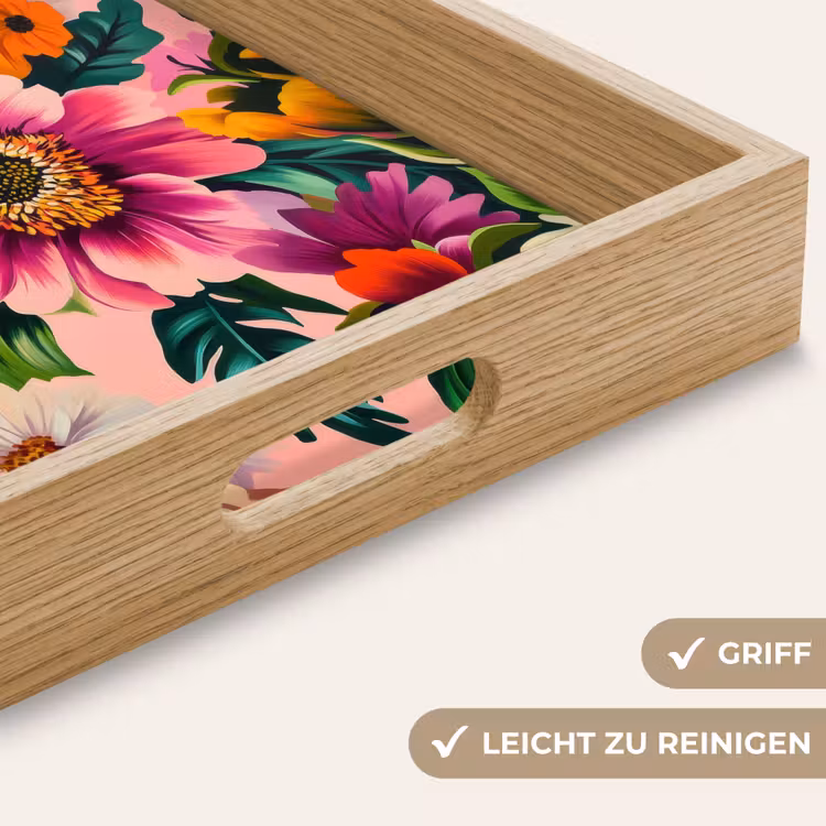 Tablett - Blumen - Bunt - Rosa — 8