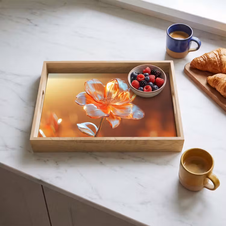 Tablett - Gläser - Blume - Sonnenlicht — 3