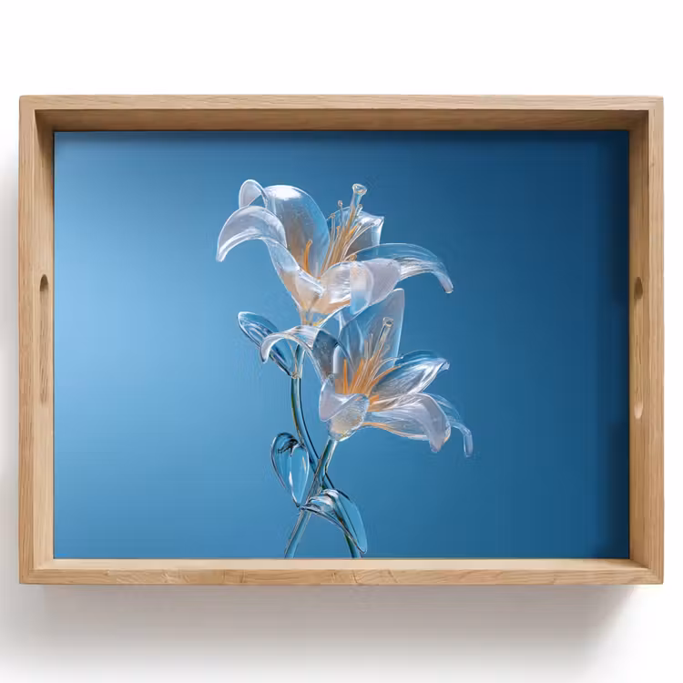 Tablett - Lilien - Blau - Gläser — 1