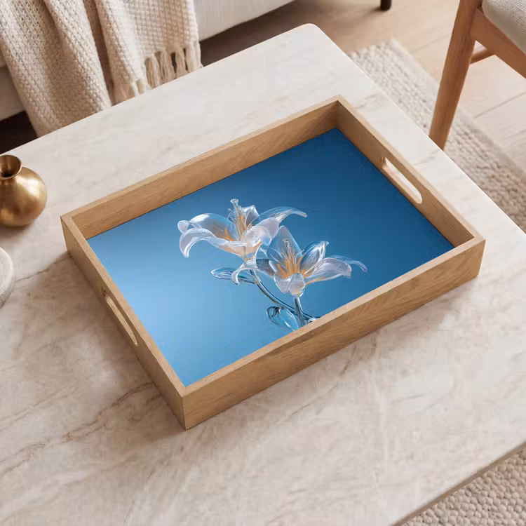 Tablett - Lilien - Blau - Gläser — 2