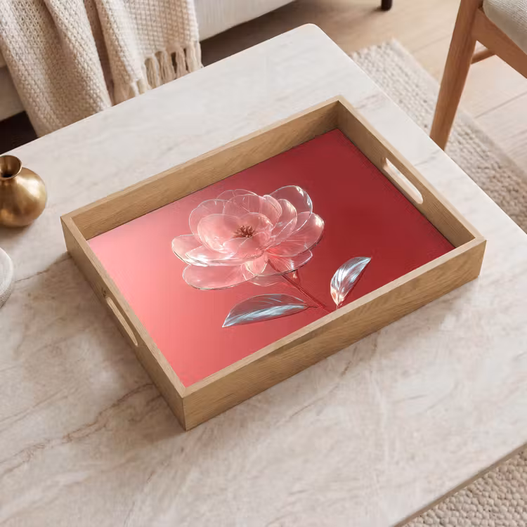 Tablett - Verziert - Blume - Rosa - Gläser — 2