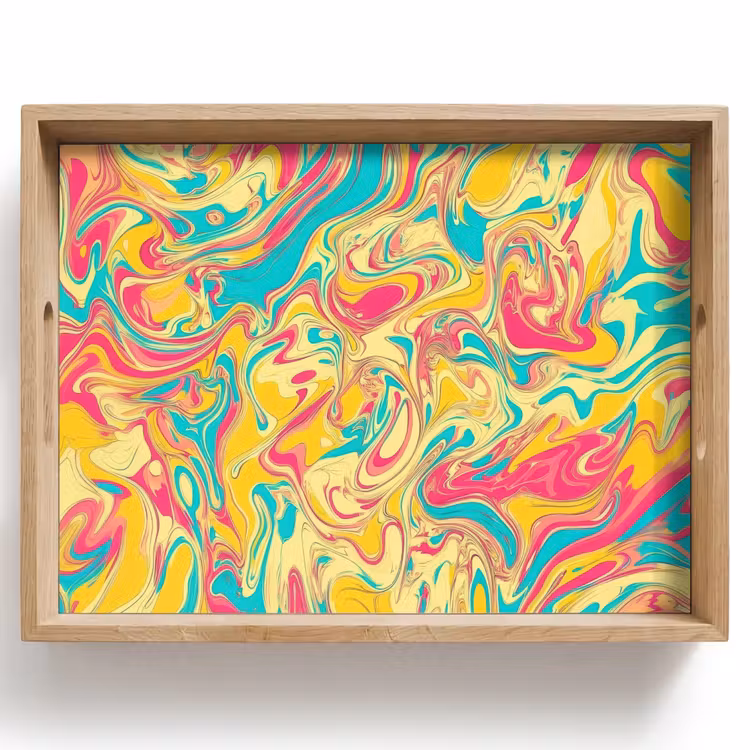 Tablett - Gelb - Rosa - Blau - Retro — 1