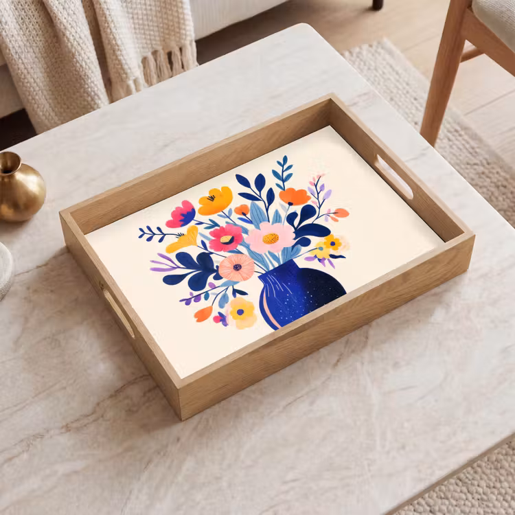 Tablett - Vase - Blumen - Blumenstrauß — 2