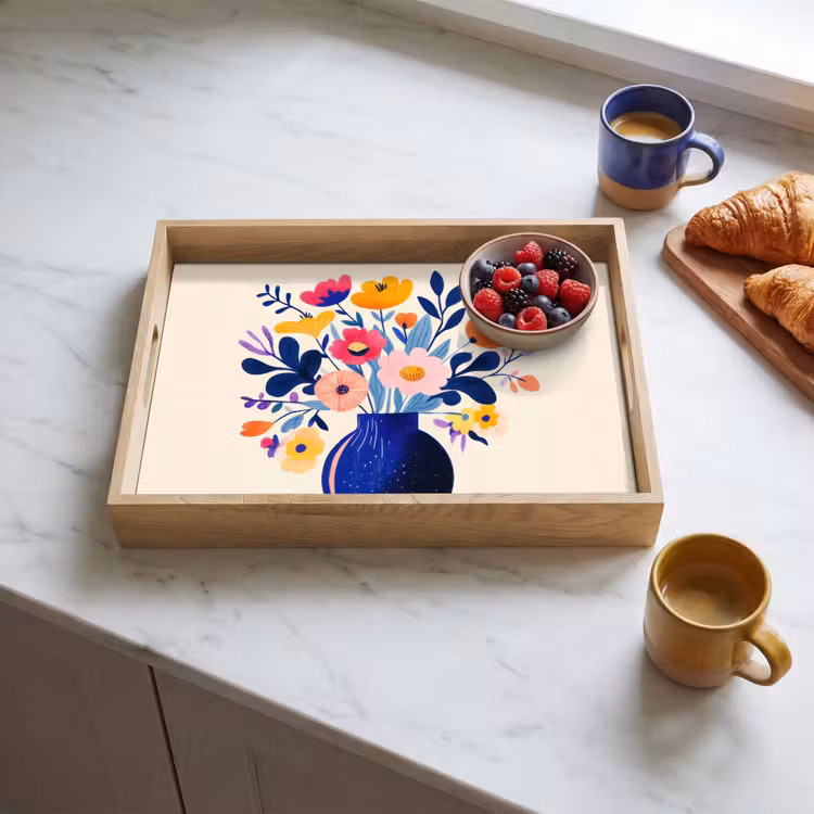 Tablett - Vase - Blumen - Blumenstrauß — 3