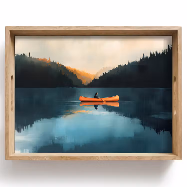 Tablett - Wälder - See - Kanu - Orange — 1