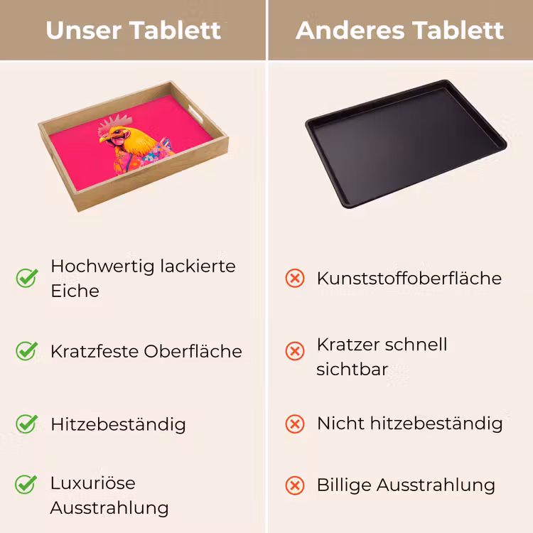 Tablett - Hahn - Bunt - Kimono - Rosa — 9