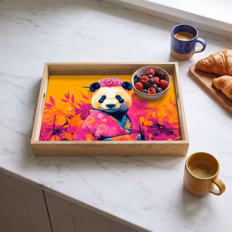 Tablett - Kimono - Rosa - Panda - Blumenkrone — 3