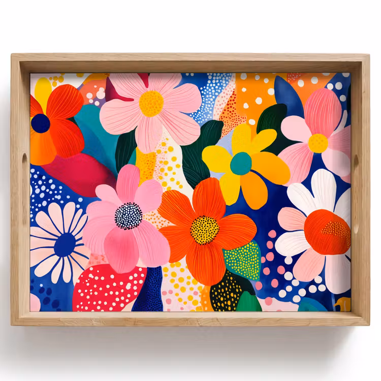 Tablett - Blumen - Bunt - Tupfen — 1