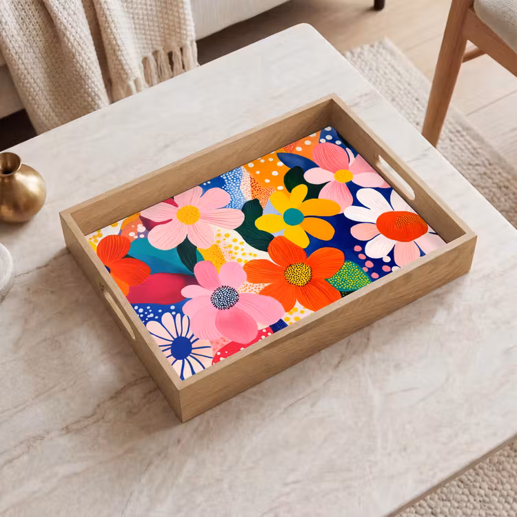Tablett - Blumen - Bunt - Tupfen — 2
