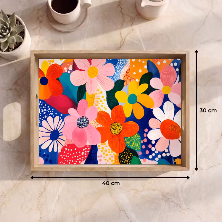 Tablett - Blumen - Bunt - Tupfen — 7
