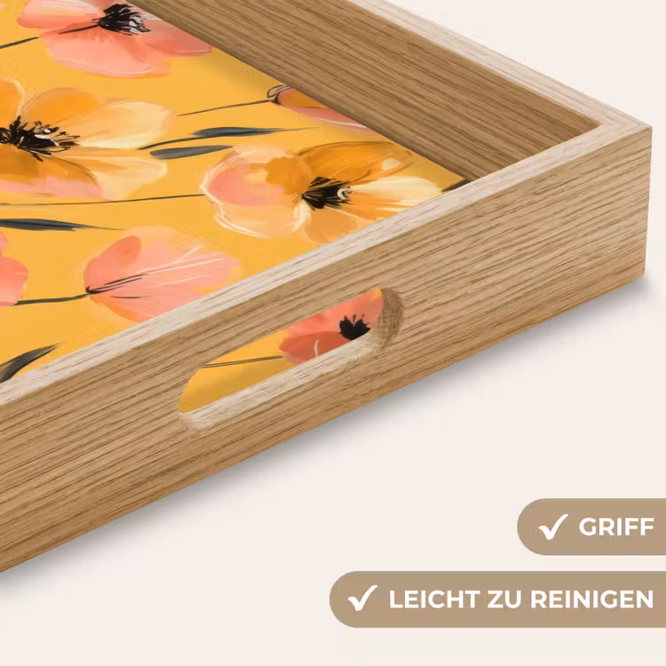 Tablett - Blumen - Gemalt - Gelb — 8