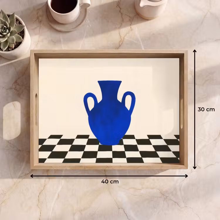 Tablett - Vase - Blau - Blockiert - Modern — 7