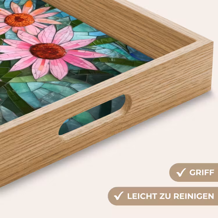 Tablett - Blumen - Rosa - Glasmosaik — 8