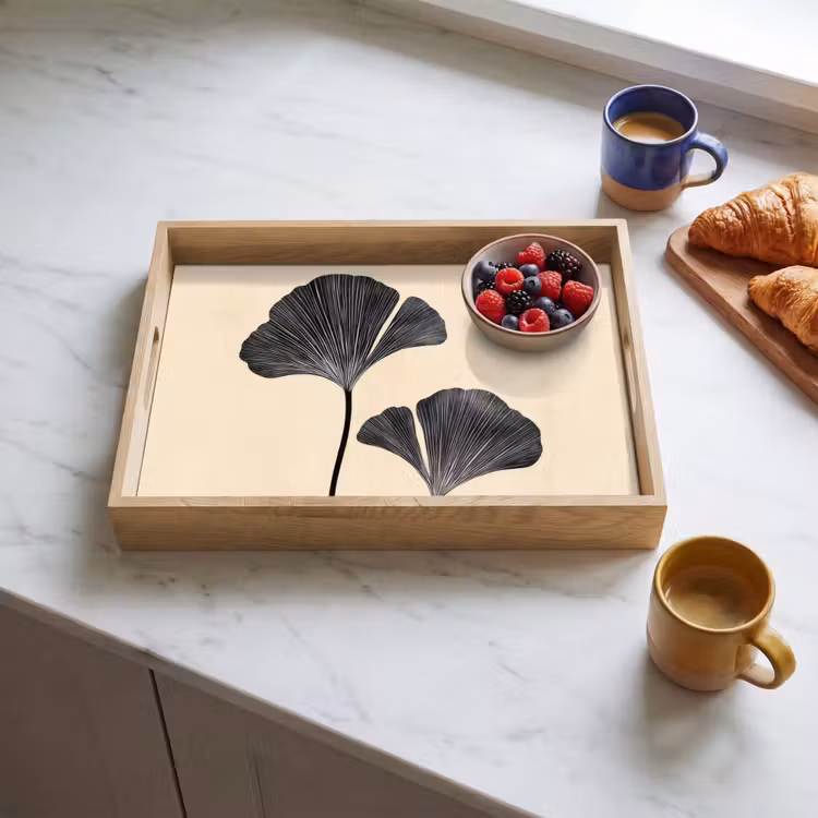 Tablett - Blätter - Minimalistisch - Schwarz — 3