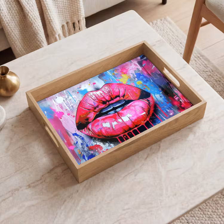 Tablett - Graffiti - Lippen - Hellrosa - Gemalt — 2
