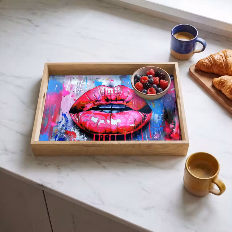Tablett - Graffiti - Lippen - Hellrosa - Gemalt — 3
