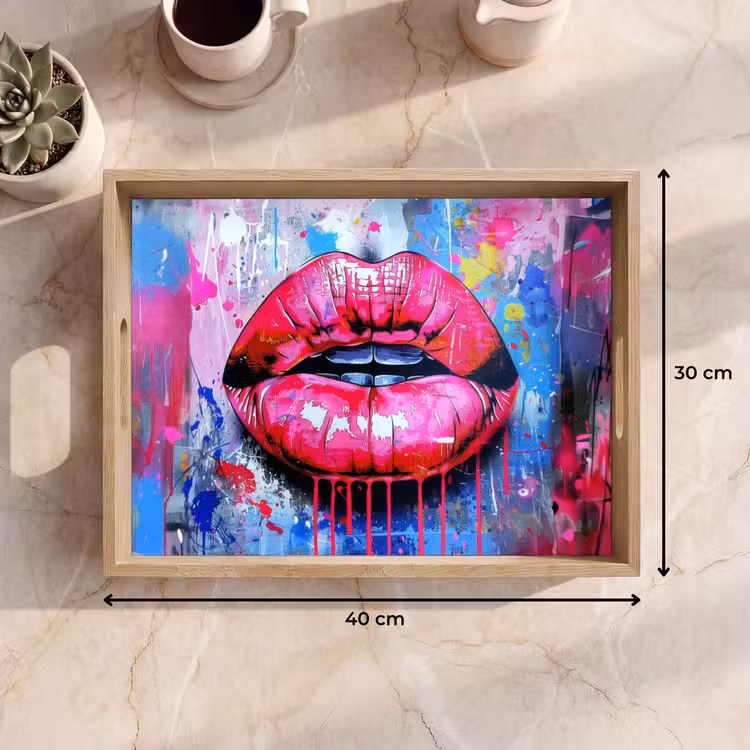 Tablett - Graffiti - Lippen - Hellrosa - Gemalt — 7