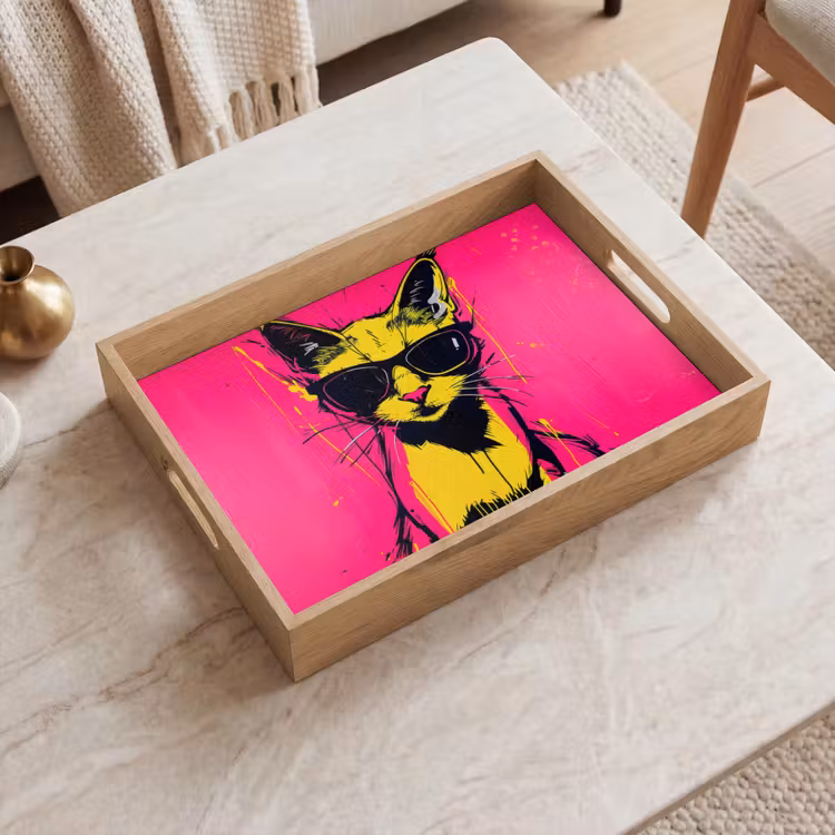 Tablett - Katze - Kunst - Sonnenbrille - Rosa — 2