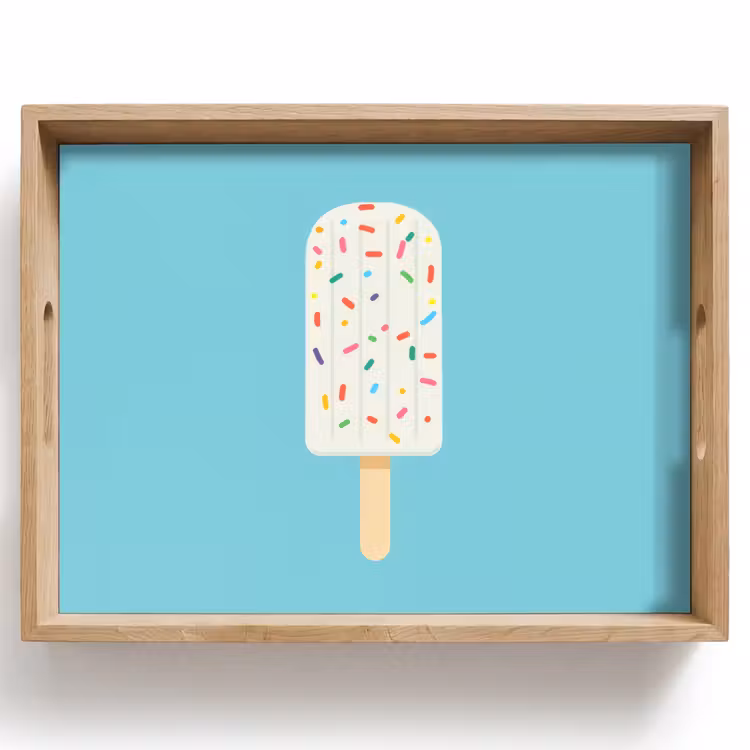 Tablett - Eiscreme - Stiel - Streusel - Hellblau — 1