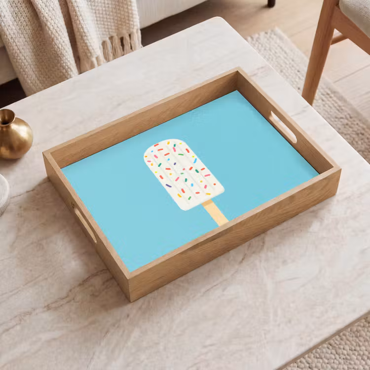 Tablett - Eiscreme - Stiel - Streusel - Hellblau — 2
