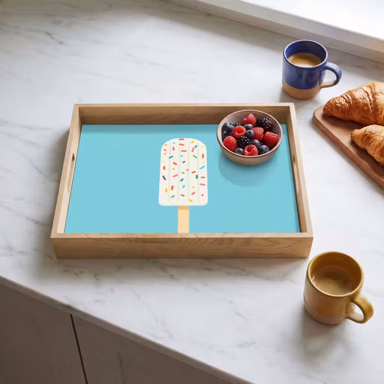 Tablett - Eiscreme - Stiel - Streusel - Hellblau — 3