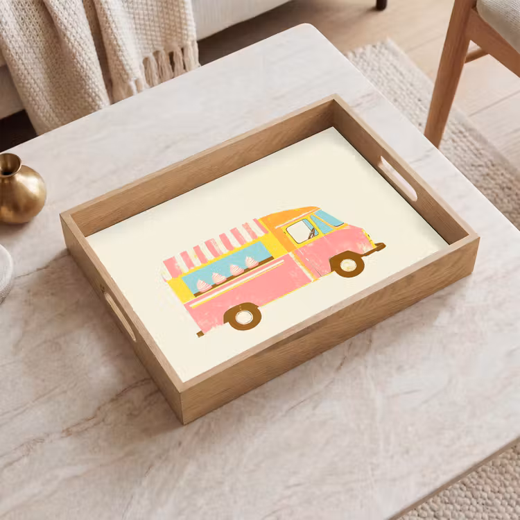 Tablett - Eiscreme-Wagen - Retro - Softeis - Rosa — 2