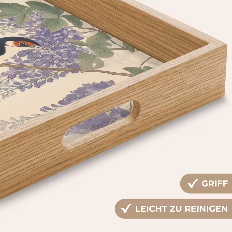 Tablett - Specht - Blumen - Lila — 8