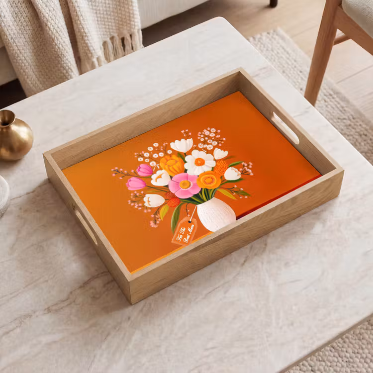 Tablett - Vase - Blumen - Orange — 2